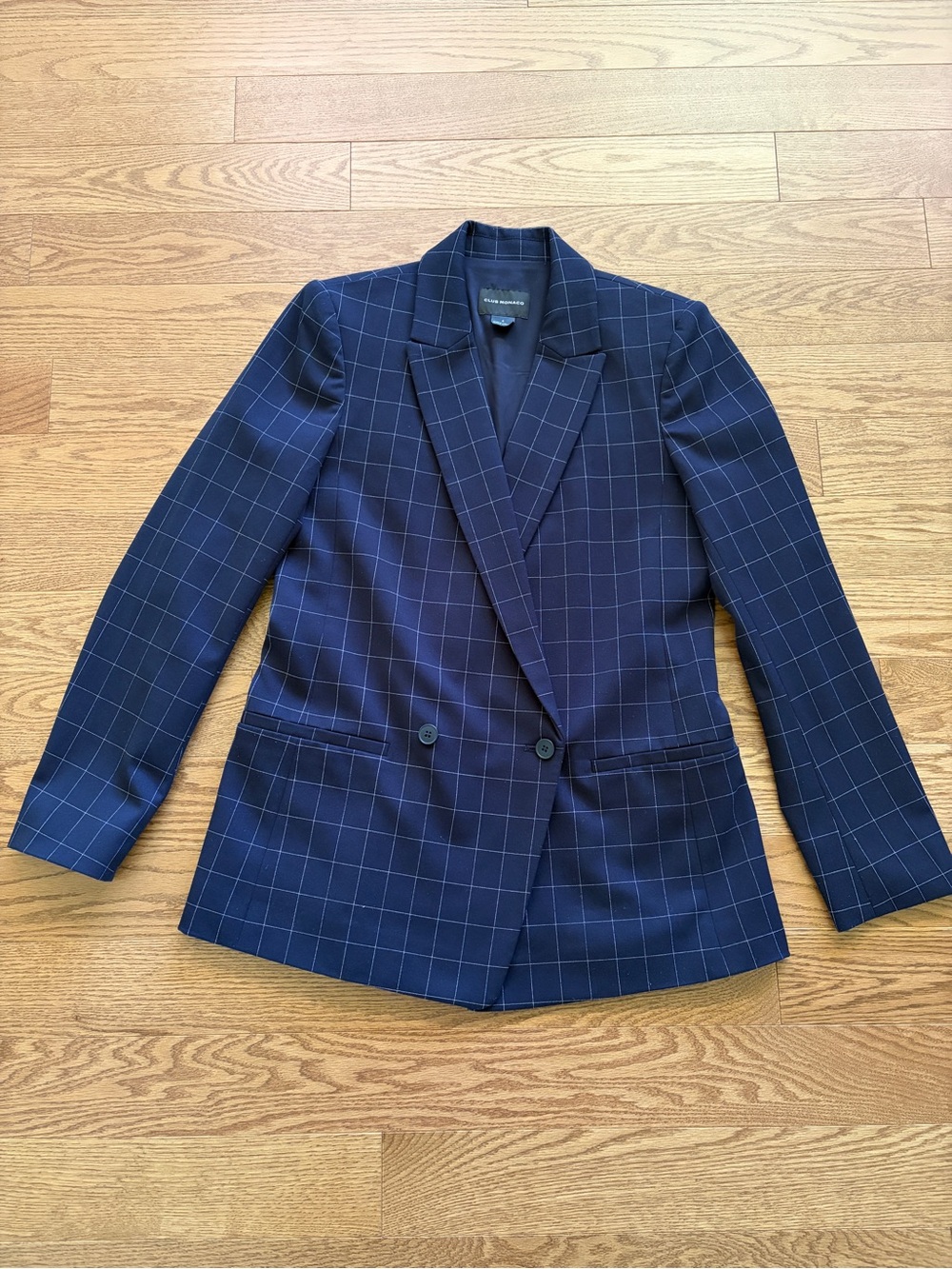 Club Monaco Windowpane Navy Blazer Jacket - Size 6